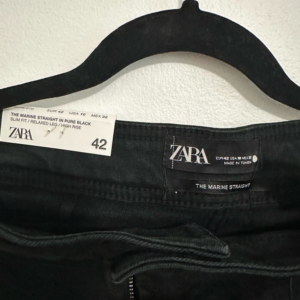 Zara Marine Straight in Pure Black Jeans